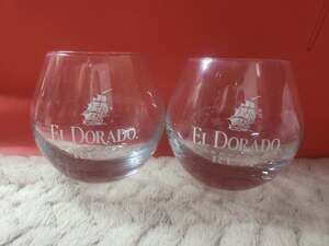 Set of 2 El Dorado Demerara Rum Ship Logo Rocks Glasses